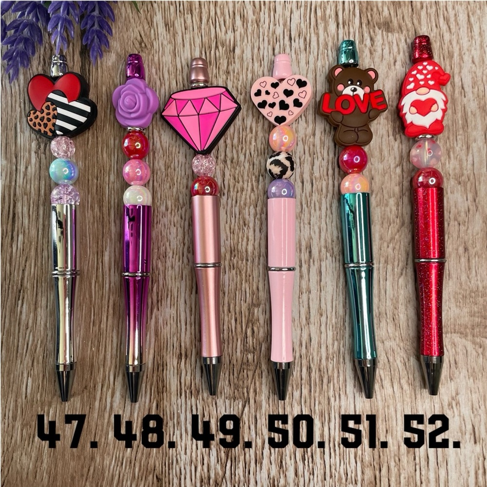 Handcrafted Pens Heart Bear Gnome Beaded Unique Artisan Gifts Office Accessories